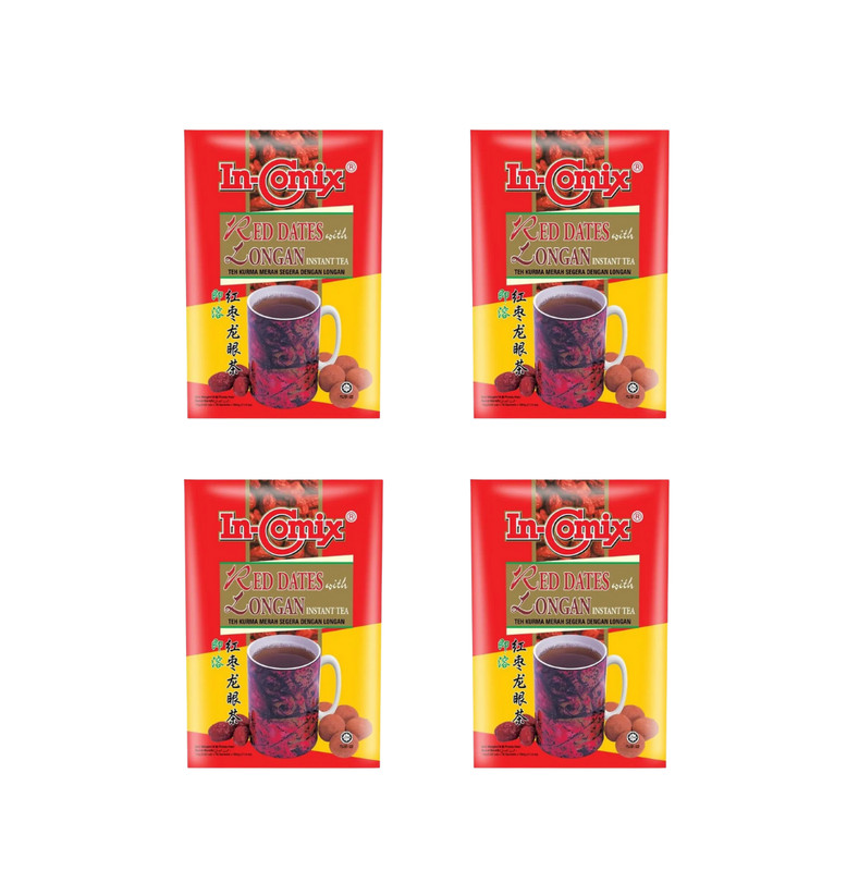 4 X In-Comix Red Dates & Longan Tea 18s | Instant Drink | Herbal Malaysia Blend