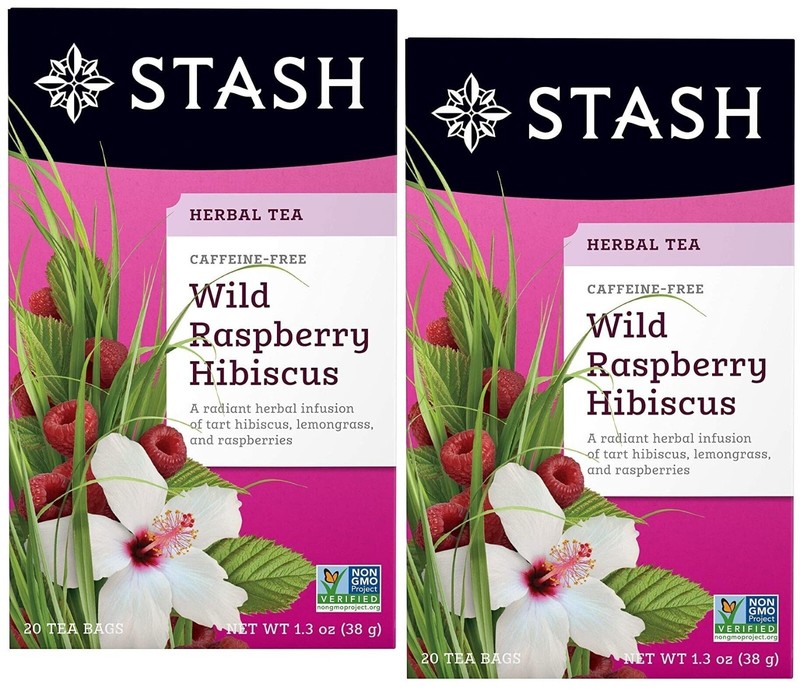Stash WILD RASPBERRY HIBISCUS Herbal 20 Individual Wrapped Tea Bags (2 Pack)