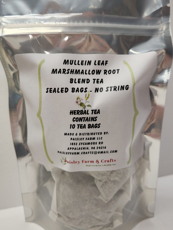 Mullein Leaf Marshmallow Root Blend Tea Bags – All Natural Wildcrafted