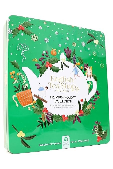 English Tea Shop Green Tin 72 Tea Bags Sachets 9 Organic Blends Premium Gift