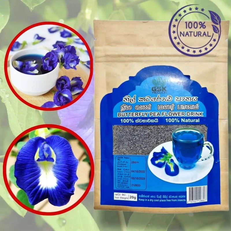 New Ceylon Dried Blue Butterfly Pea Flower Powder Natural Healthy Blue Drink