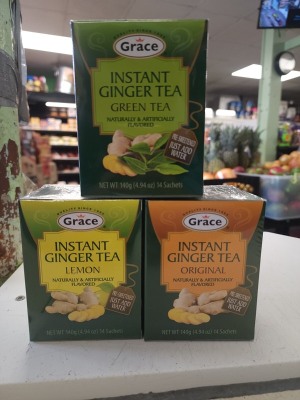 Grace Instant Ginger Tea Original,Lemon, and Green tea [3 PACK]