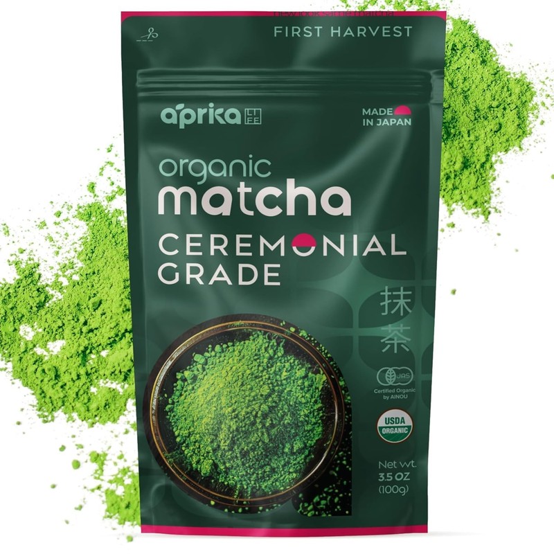 Japanese Ceremonial Matcha Tea Powder 100g Aprika Life USDA Organic JAS