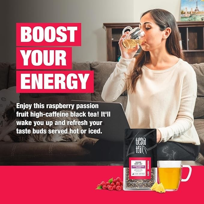 Tiesta Tea Raspberry Passion Fruit Black Tea Energizer 16 Oz EXP 04/27 NEW gallery