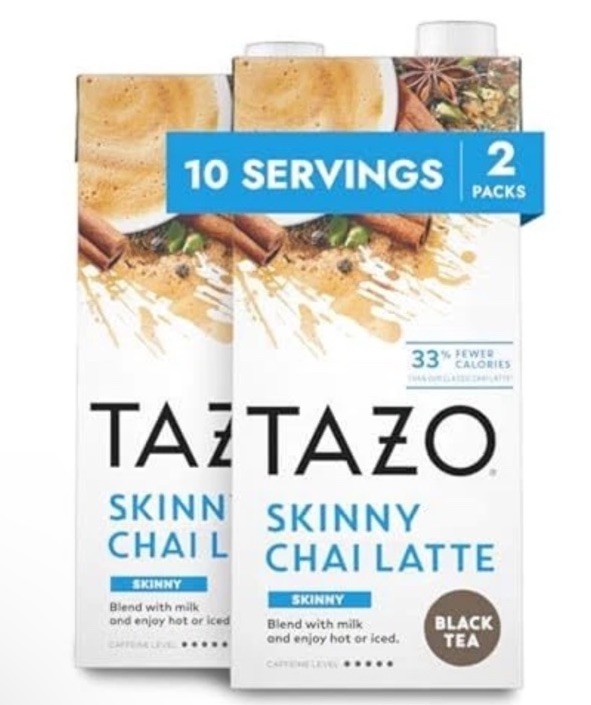 TAZO Skinny Chai Latte Tea Concentrate 32 Fl Oz Pack of 2 Low Calorie Drink 8/26