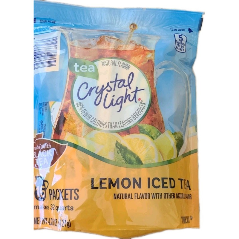 Crystal Light Lemon Iced Tea Powder Drink Mix 16 Packets Low Calorie