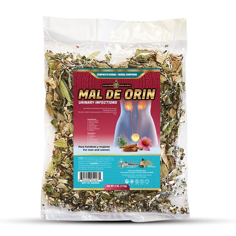 Mal de Orin Compuesto Te Herbal 4 oz. Urinary Infe. Tea 4 Oz. Natural de Mexico