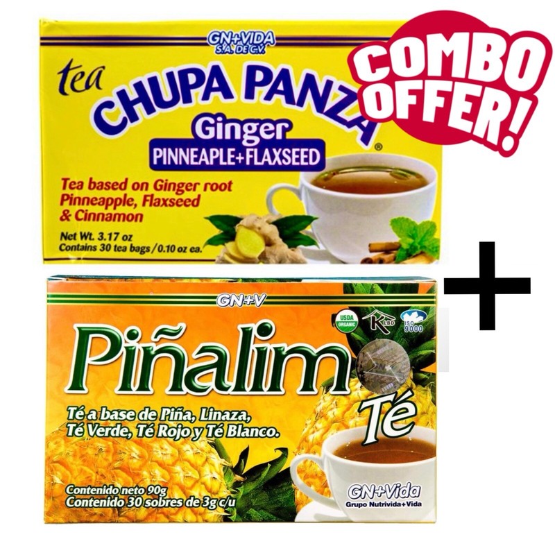 Tea CHUPA Panza + Pinalim Tea Combo Pack (30 Tea Bags/0.10 oz Each) Based On Pin