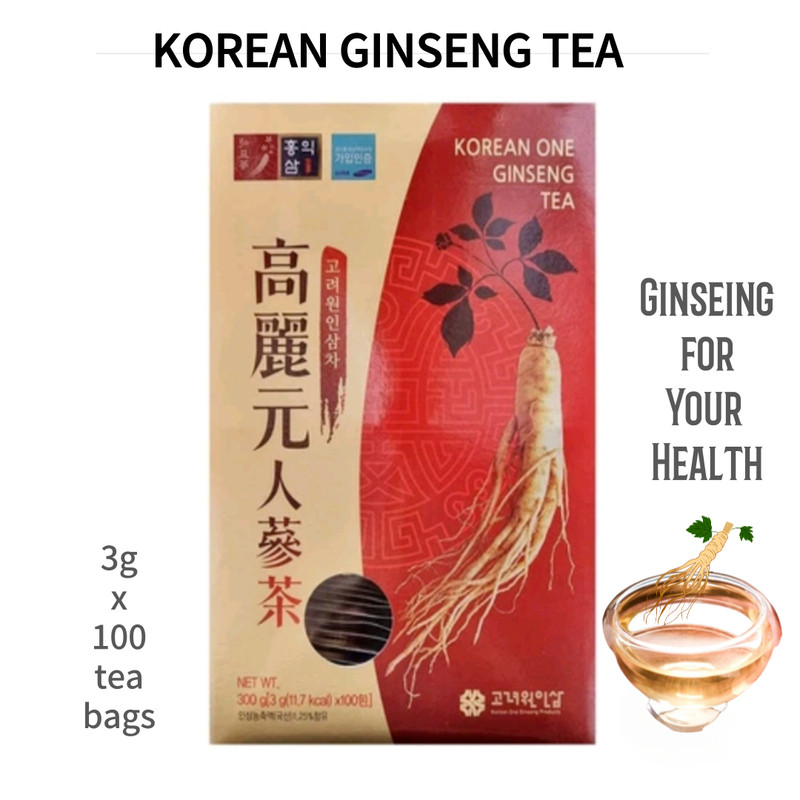 Korean Ginseng Tea 3g x 100 Sachets, Product of Korea, Great Gift, Healthy Tea