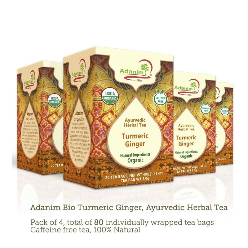 Ginger Turmeric Tea, Value Pack 80 Teabags, Caffeine-Free Organic Blend of Sooth gallery