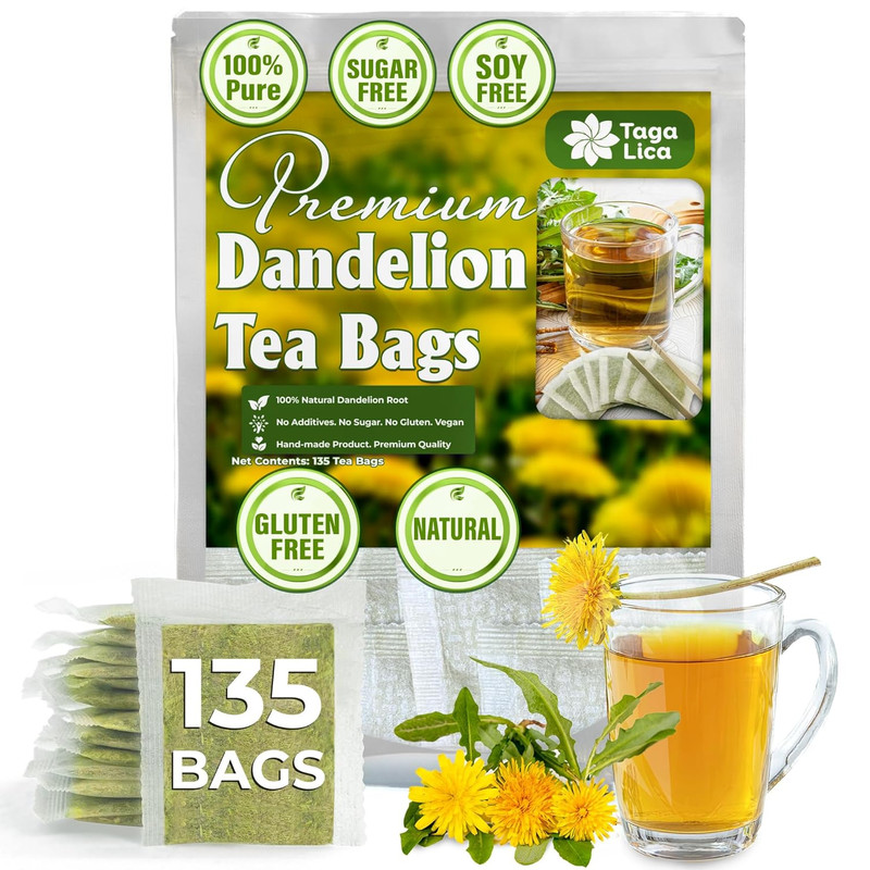 , Premium 135 Dandelion Root Tea Bags, 100% Natural & Pure from Dandelion Roo…