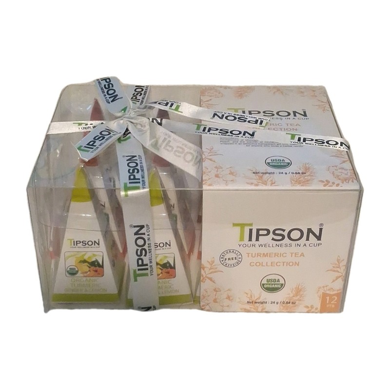 Tipson Turmeric Tea Collection USDA Organic Caffeine Free 12 Tea Bags 24g