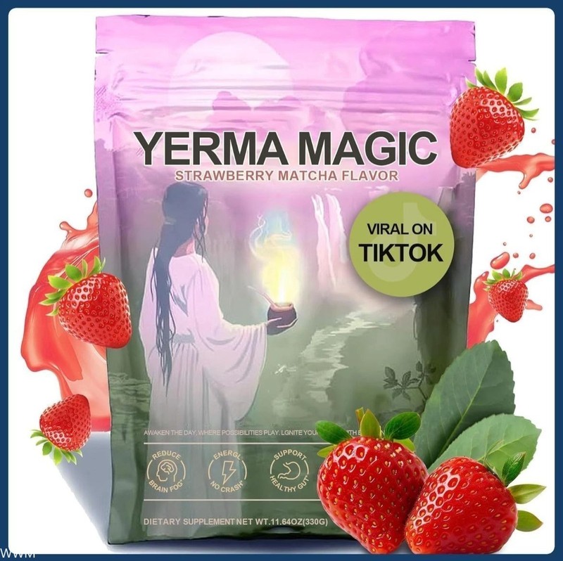 Yerba Mate Instant Tea Powder Strawberry Flavor Magic 30 Servings Gift