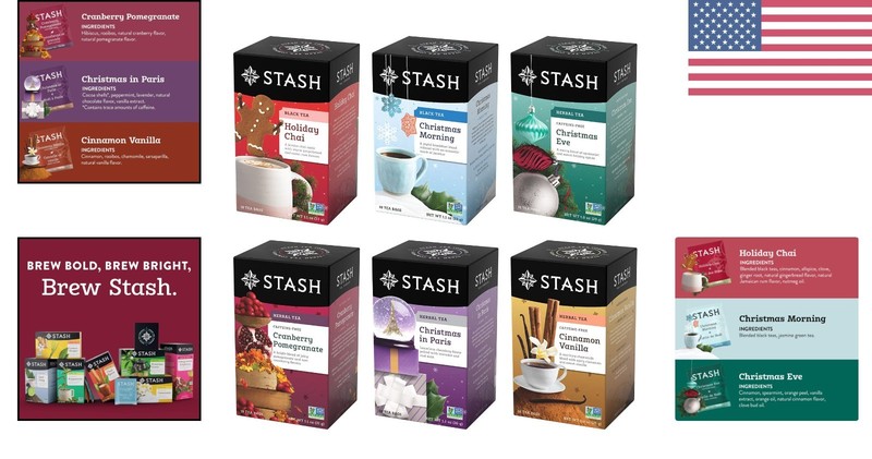 Celebration Tea Sampler - Caffeinated & No Artificial Ingredients, 6 x 18 Bags gallery