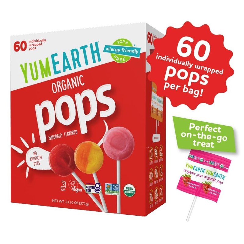 Individually Wrapped Fruit-Flavored Lollipops - Gluten-Free & Non-GMO, 60 Count gallery