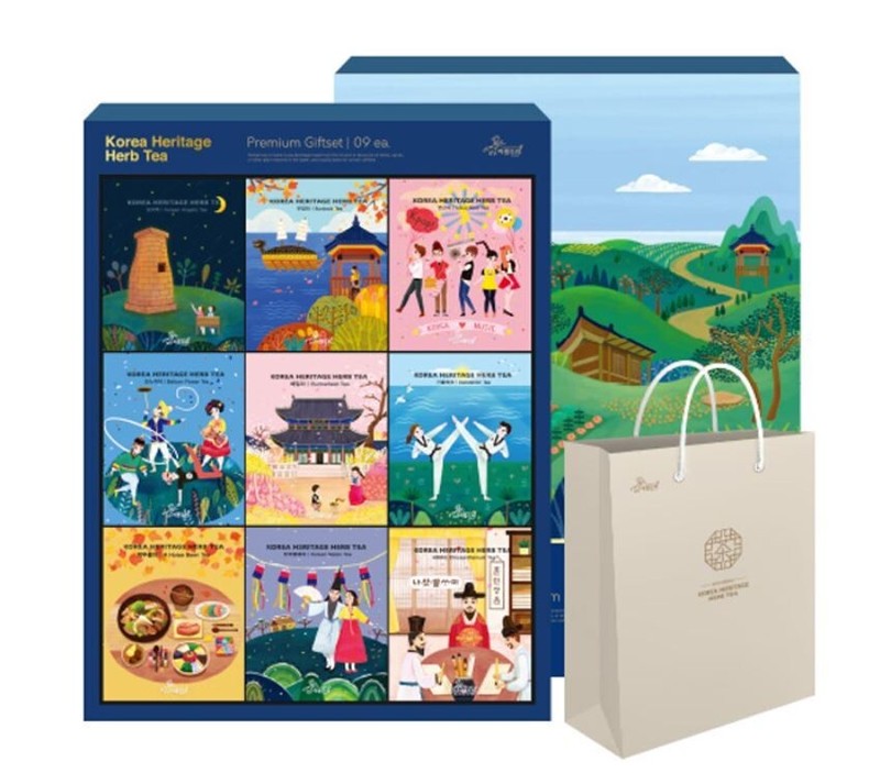 Korean traditional heritage herb tea premium gift set, nine kinds of tea arumdre