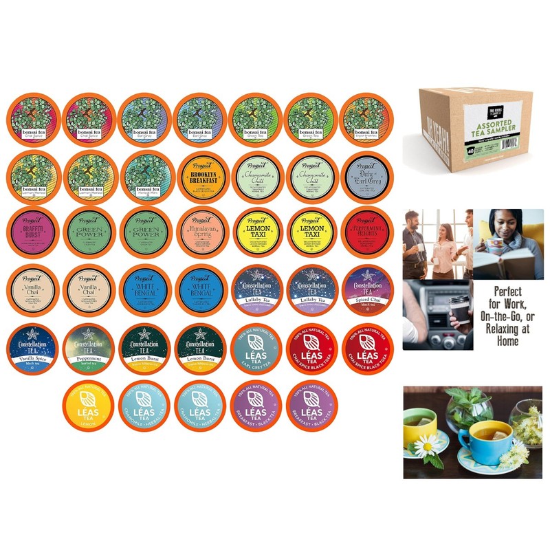40 Count Assorted Tea Sampler for Keurig K-Cup Brewers - Diverse Flavors