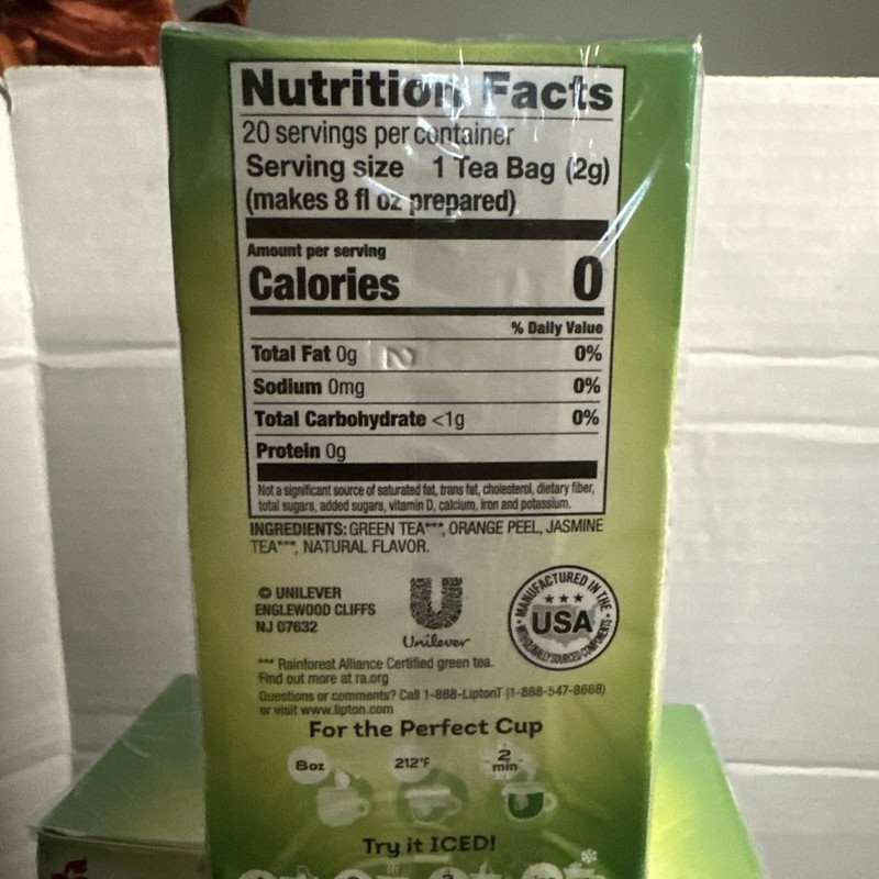 4 Lipton Green Tea Orange Passionfruit Jasmine 20 Ct Tea Bag (Read) discontinued gallery