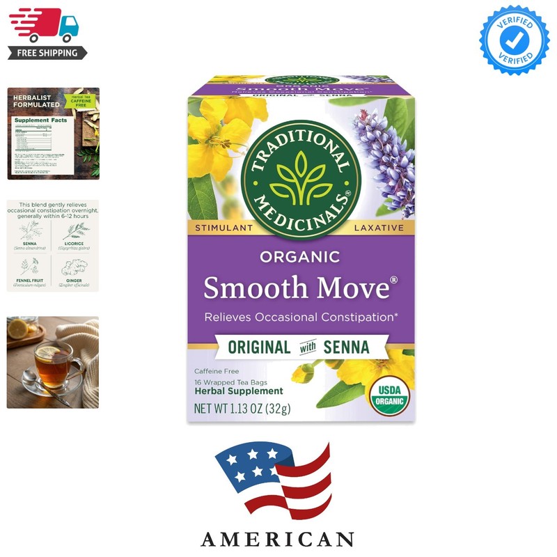 Organic Smooth Move Laxative Tea, 16 Tea Bags Pack of 1