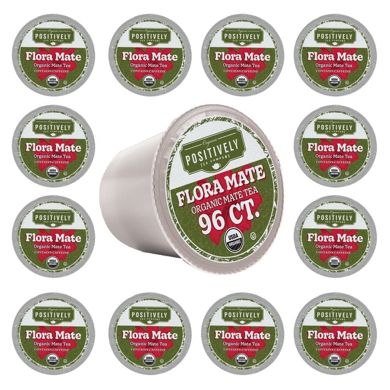 Positively Tea | Organic Flora Mate Tea | 96 Pods, Keurig Compatible