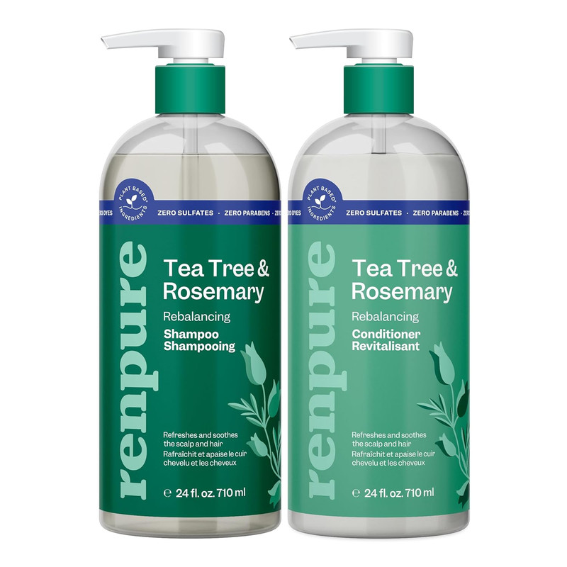 Tea Tree & Rosemary Shampoo and Conditioner Set, Plant Based - Refreshes & Rebal