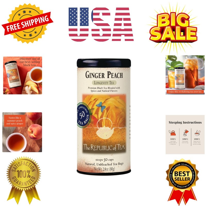 – Ginger Peach Black Tea, Caffeinated, 50 Count