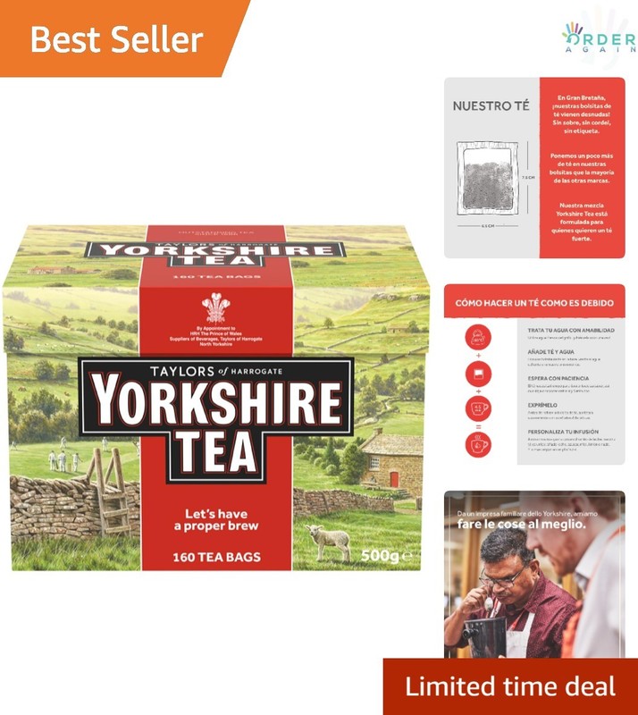 Black Tea Bags Yorkshire Red 160 Count Rich Full-Bodied Breakfast or Afternoon