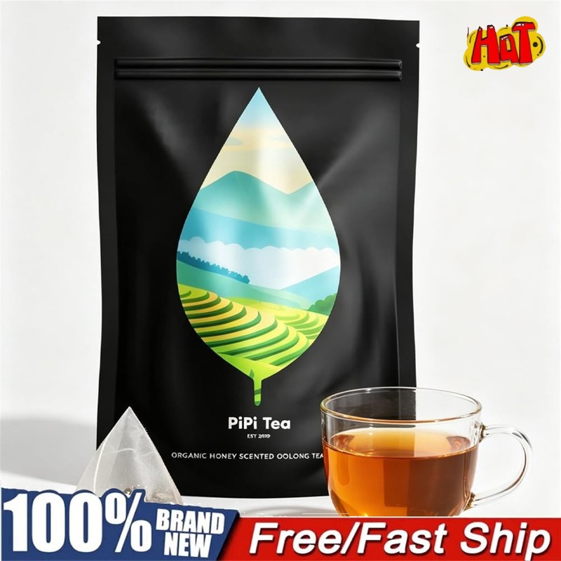 PiPi Tea Organic Oolong Tea Bags – Whole Leaf, 20 Tea Bags, Cortisol & Calming