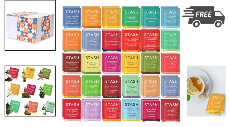 Tea Bags Sampler Assortment Box 52 Count 30 Flavors Gifts for Her Him Women Men gallery