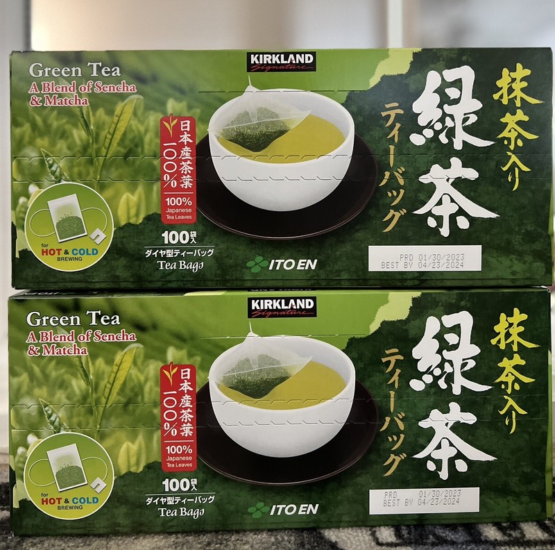 2 Packs Kirkland Signature ORGANIC Japanese Green Tea 100 Bags Each Pack.