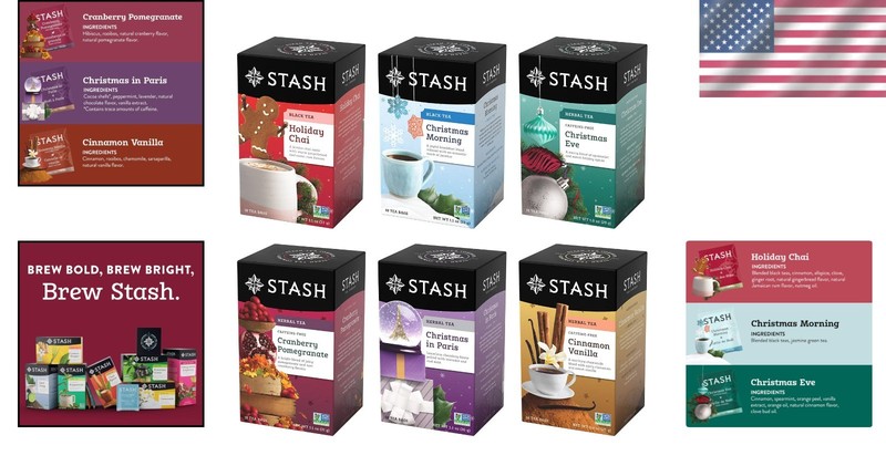 Caffeinated Holiday Tea Variety Pack - 6 Natural Blends, 108 Bags Total gallery