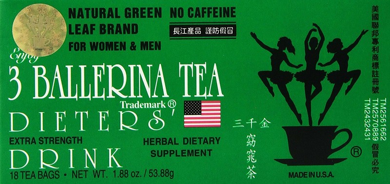 3 Ballerina Tea Dieters Tea 18 Bags Herbal Supplement Natural Green