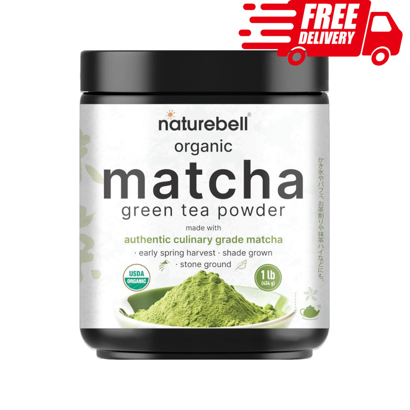 NatureBell Organic Matcha Powder 1 lb, Unsweetened, Culinary Grade, Matcha Latte