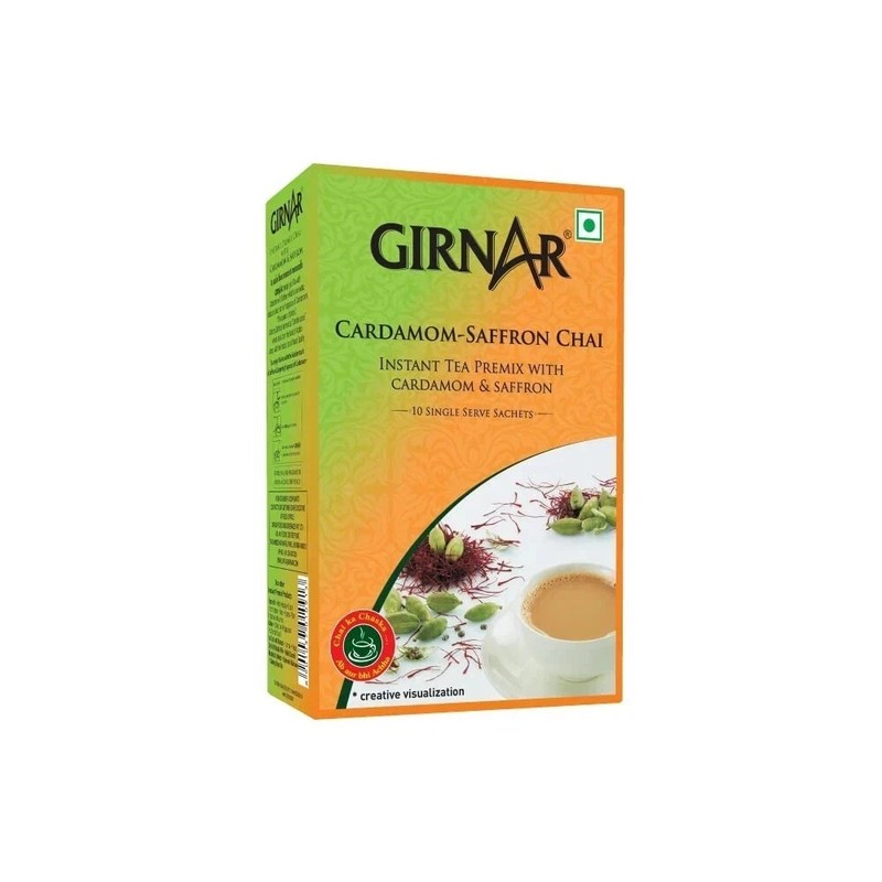 Girnar Instant Premix Tea With Cardamom – Saffron 10 Sachets Free Shipping