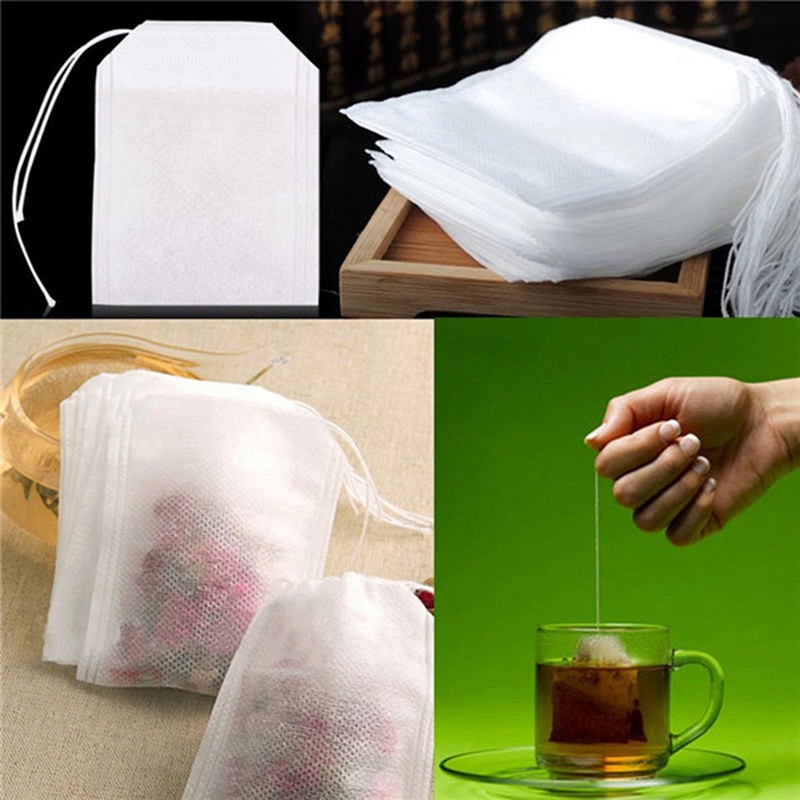 US 100pcs/Set Disposable Filter Drawstring Flip Empty Teabag Herb Loose Tea Bag gallery