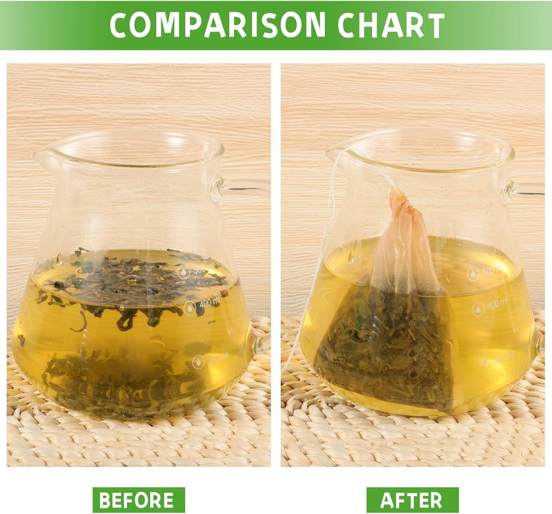 Empty Tea Bags - 300 Pcs Disposable Drawstring Unbleached Filter Bags for Loose gallery