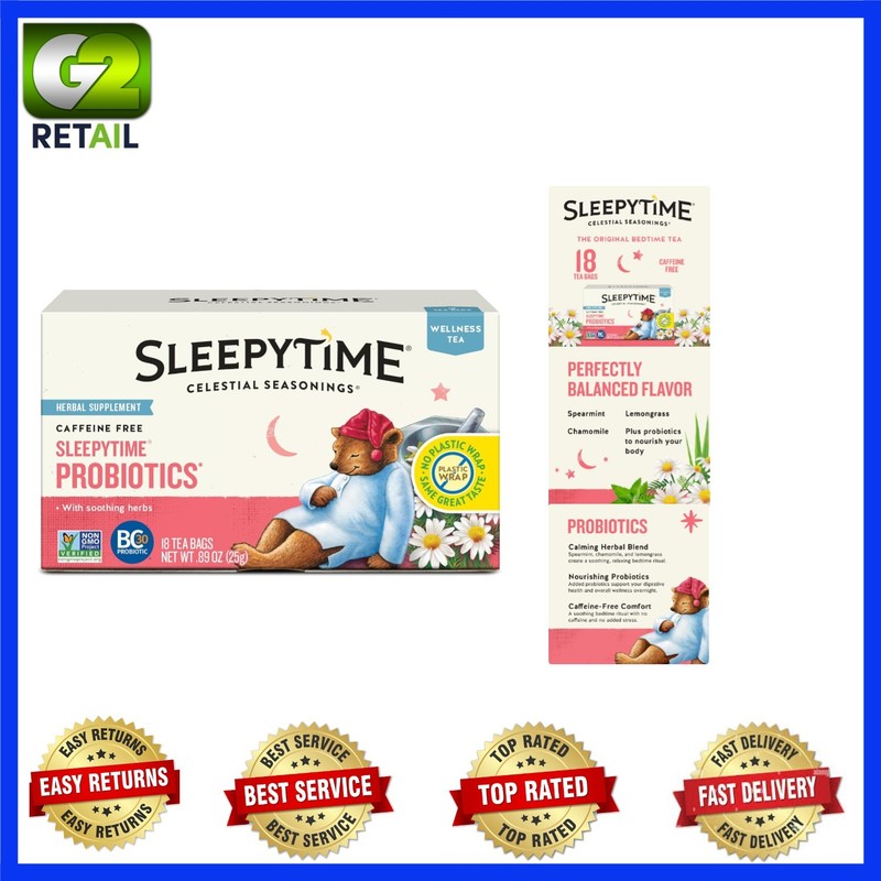 Organic Sleepytime Probiotics Tea – 18 Caffeine-Free Bags in Eco Packaging