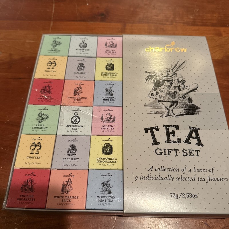 Charbrew Tea Gift Set - 18 Individual Cup Brews (2 Each of 9 Flavors) SEALED NEW