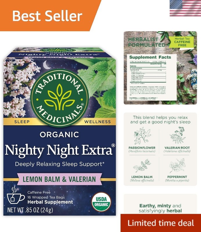 Organic Nighty Night Extra Tea With Valerian Root for Relaxation, 16 Tea Bags…