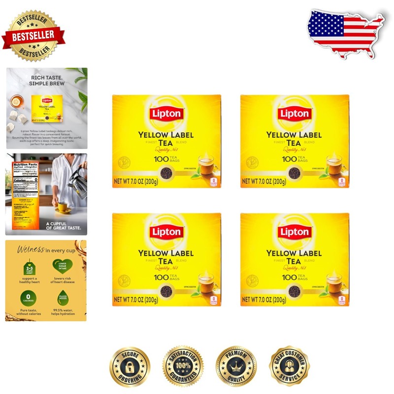 Yellow Label Unsweetened Chai Tea Bags 200g (4 Pack) – Black Tea Blend