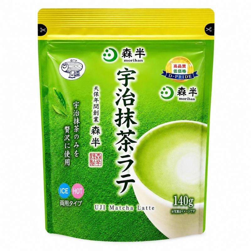Morihan Uji Matcha Latte Powder 140g Japanese Instant Green Tea Drink Mix Japan
