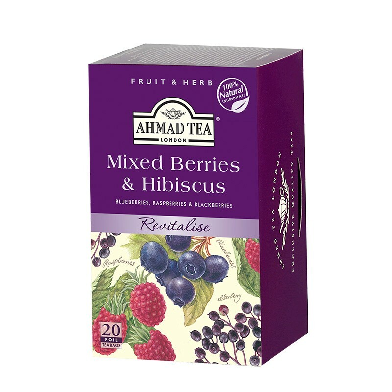 3 PACK AHMAD TEA Mixed Berries & Hibiscus Herbal Tea 20 Tea Bags