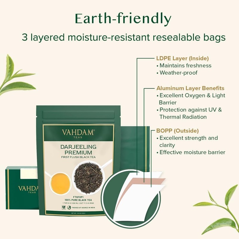 , First Flush Darjeeling Tea - 50 Cups (3.53oz) | Loose Leaf Black Tea - Flow... gallery
