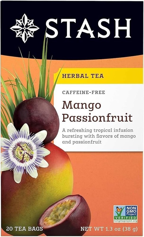 Stash Tea Mango Passionfruit Caffeine-Free Herbal Tea Bags – 20 Count