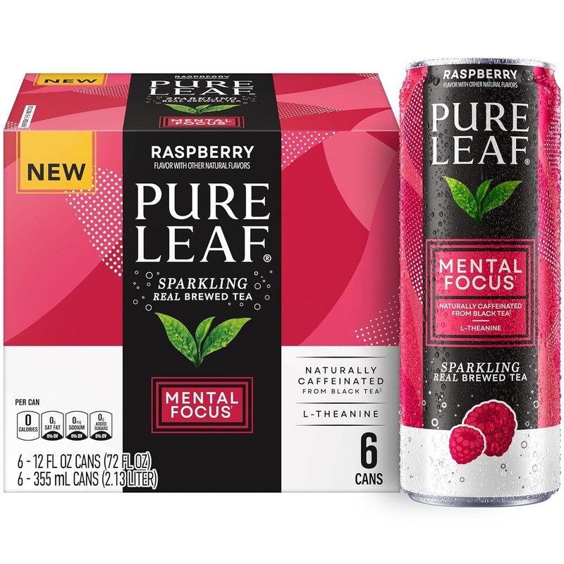 Raspberry Real Brewed Sparkling Iced Tea 12 fl oz Cans Pure Leaf