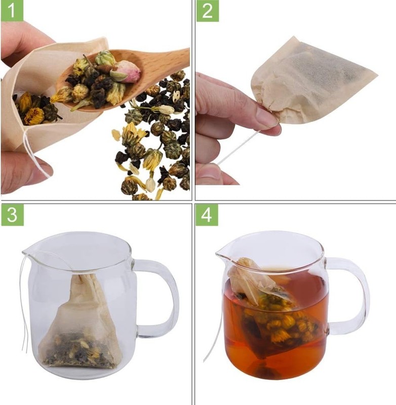 Versatile 100 Pack Biodegradable Tea Filter Bags - Perfect for Tea & Spices gallery