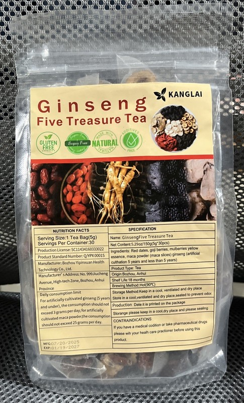 Ginseng Five Treasures Tea - Improve kidney deficiency etc. - 150g- EXP 1/2027