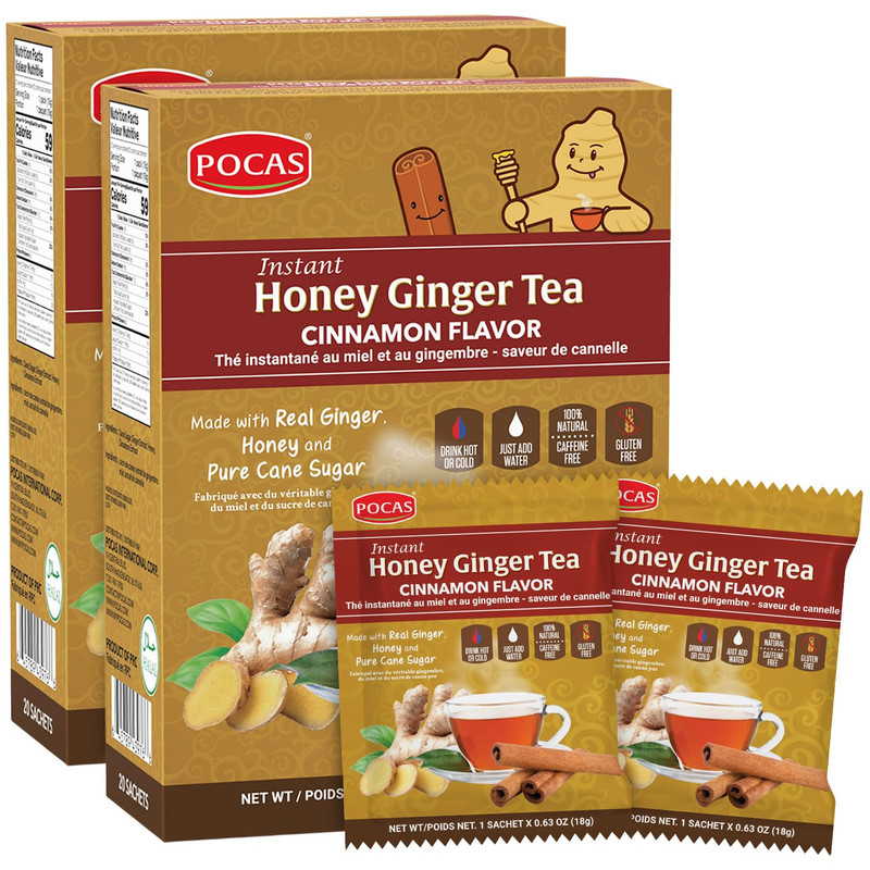 Honey Ginger Tea Powder With Cinnamon Instant Tea Crystals 20 Ct Pack Of 2
