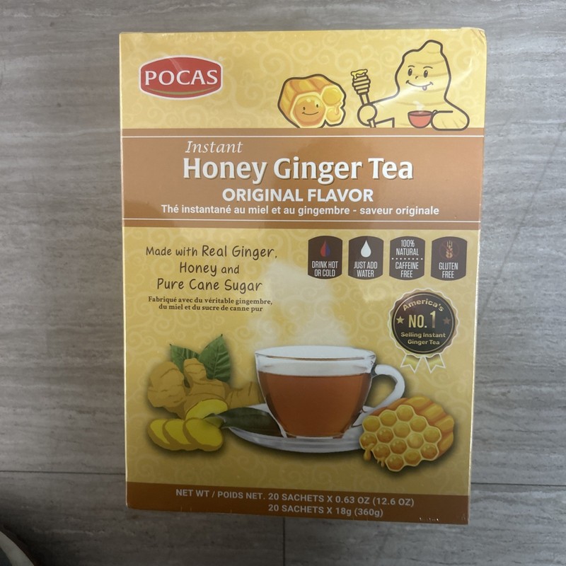 Pocas Ginger Tea With Honey Instant 12.7oz (20 bag) with Real Ginger