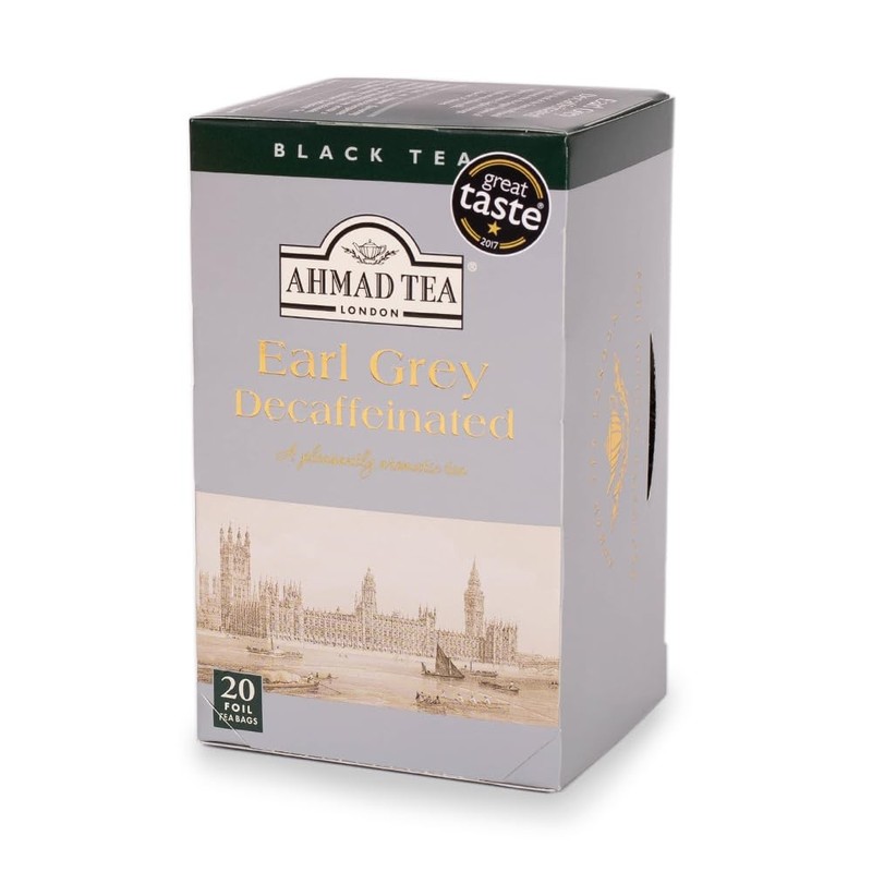 Ahmad Tea Decaffeinated Earl Grey Tea, 20Count Boxes, 8.4 ounce Pack of 6